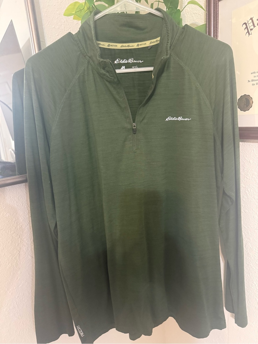 Eddie Bauer Dark Olive Quarter-Zip Pullover